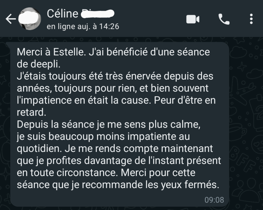 Témoignage soin énergétique et émotionnel Deepli gestion de la colère à Toulouse